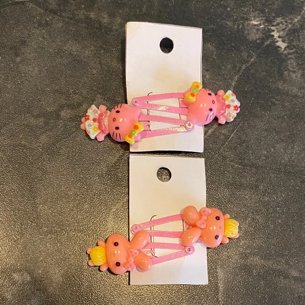 2 Sets Of Baby Barrettes, Hello Kitty & Bunny